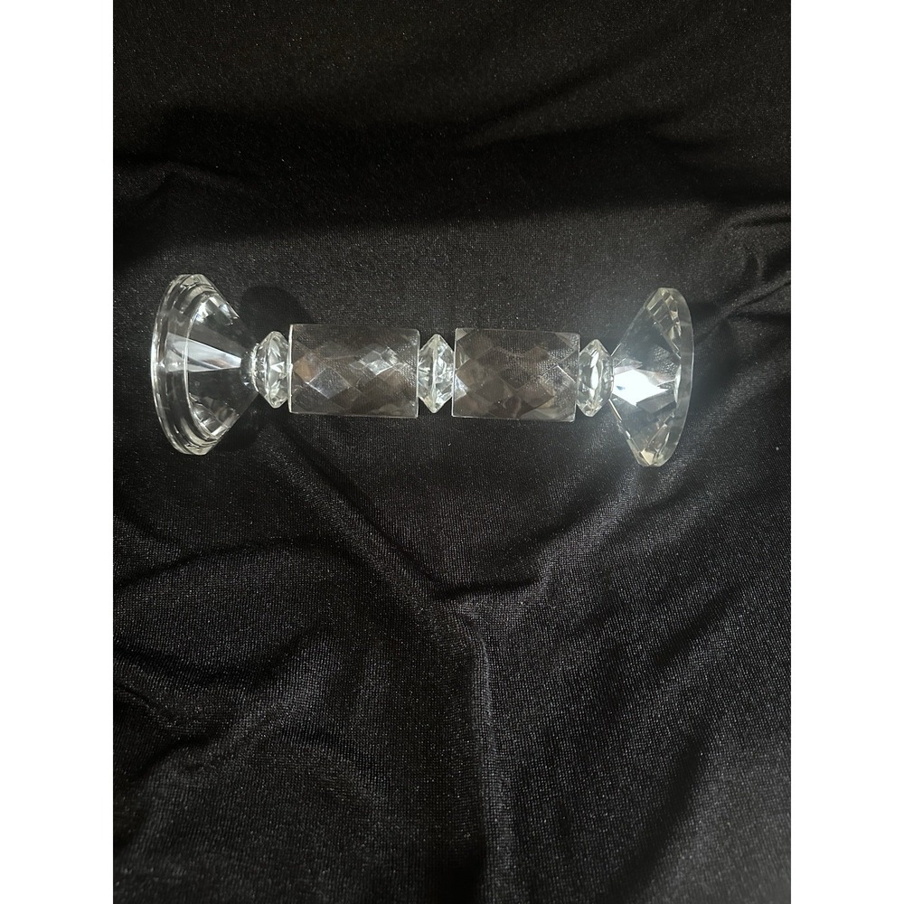 Lafayette Crystal candle holder 10 1/2" Beautiful Square Pattern Cut - Picture 11 of 16